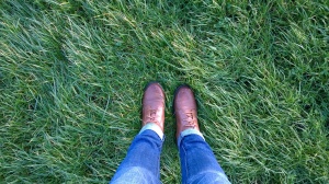 My boots in the lush Irish grass