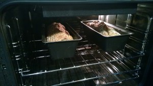 Our brown bread baking in the oven.