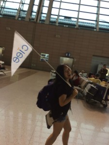 I decided to be the flag-bearer at the airport