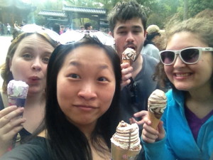 An ice cream break after climbing all those stairs up the pagoda