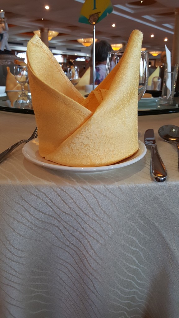 Fancy napkins on the cruise ship.