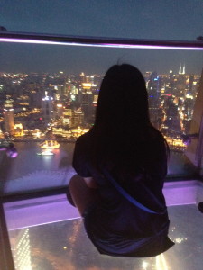 Looking at Shanghai from the observatory deck at the Pearl Tower
