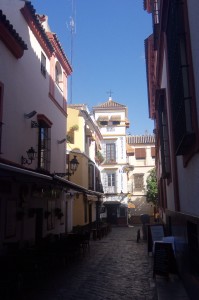 Shaded street and restaurant area 