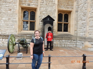 Me, standing with a guard of the Crown Jewels