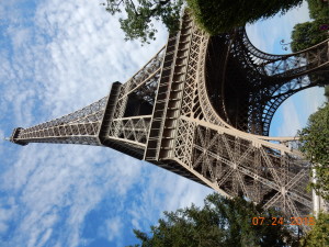 The Eiffel Tower up close (notice the beautiful weather)
