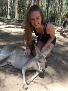 Petting a kangaroo!