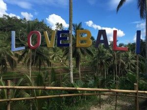 "Love Bali" sign at Tegallalang Rice Terrace