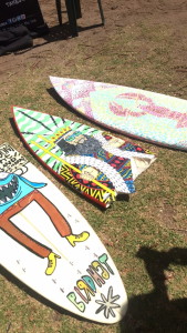 Handpainted surfboards selling along the beach