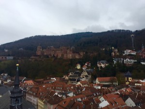 View of Heidelberg Castle from a church in Heidelberg