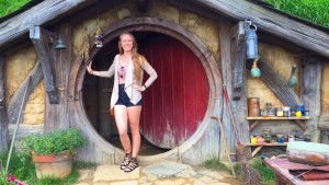 Stereotypical tourist photo at a hobbit hole