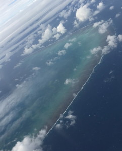 Aerial view of the Great Barrier Reef from plane